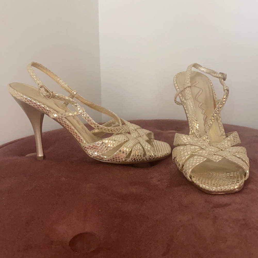 Worn once!   Gold strappy sandals